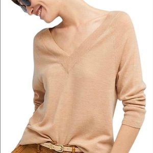 Anthropologie Extra fine merino wool V neck sweater